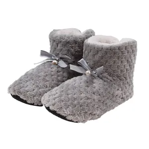 Pearl Bow Fleece Booties