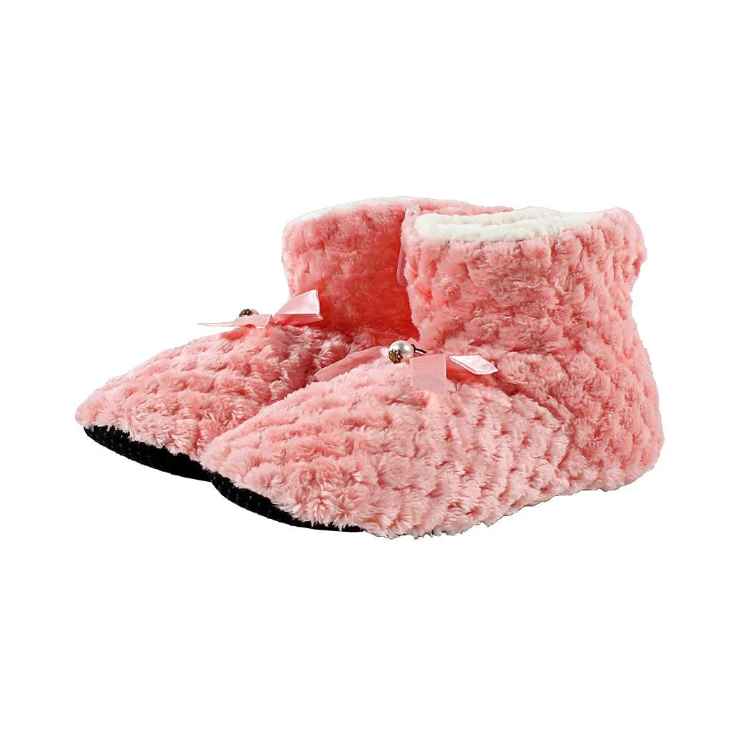 Pearl Bow Fleece Booties