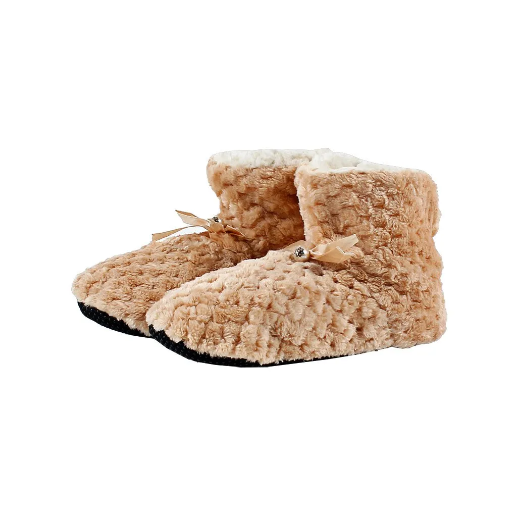 Pearl Bow Fleece Booties