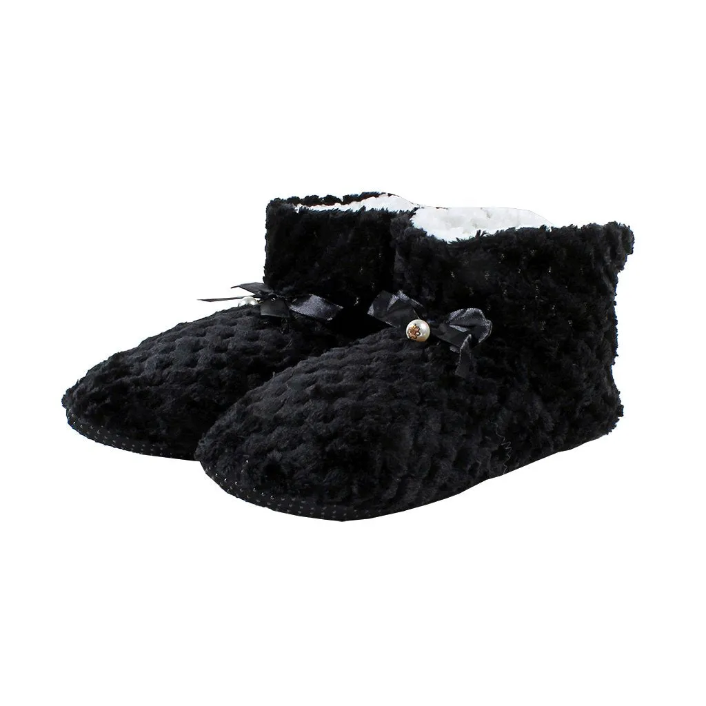 Pearl Bow Fleece Booties