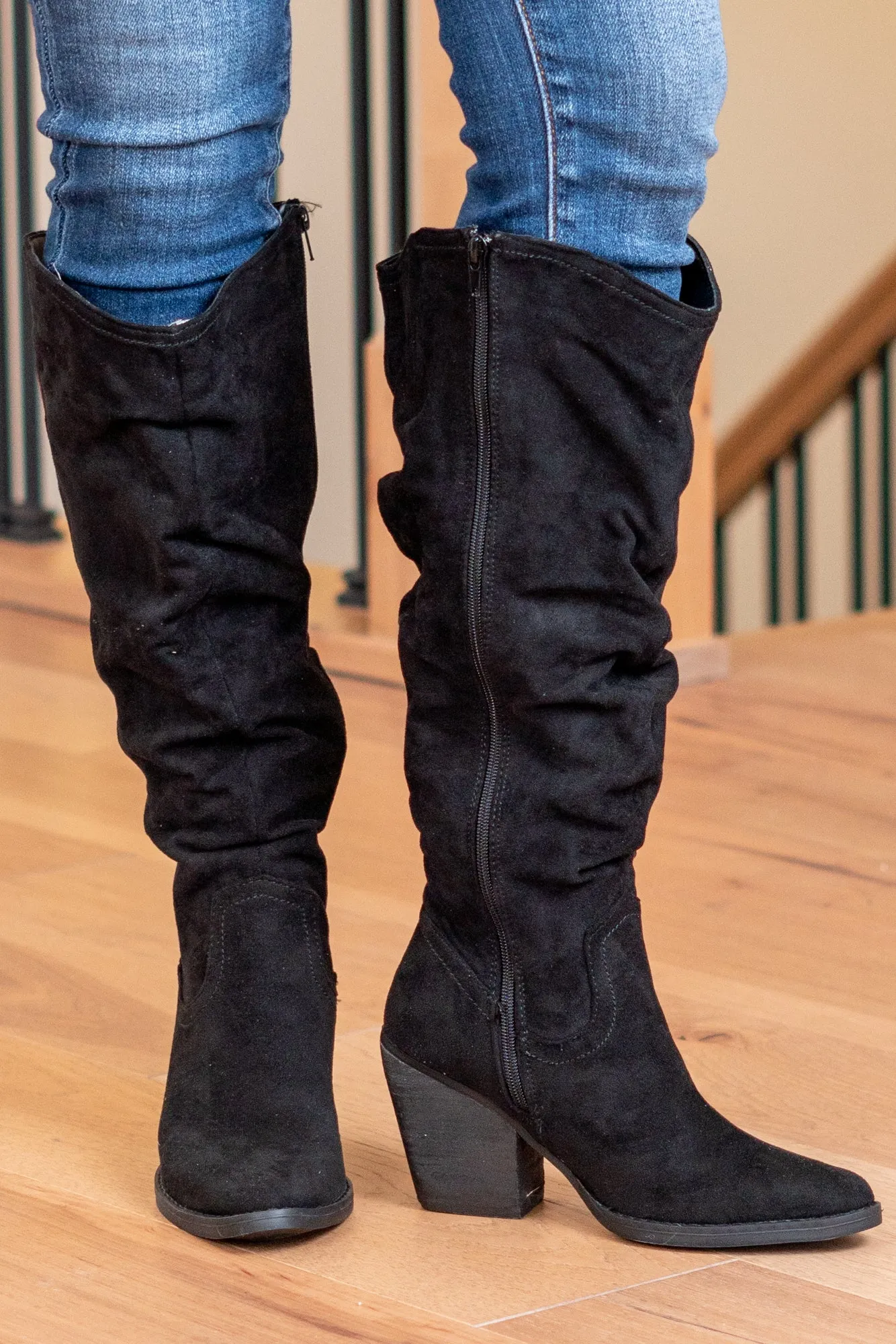 Penny Wide Slouchy Tall Boots - Black