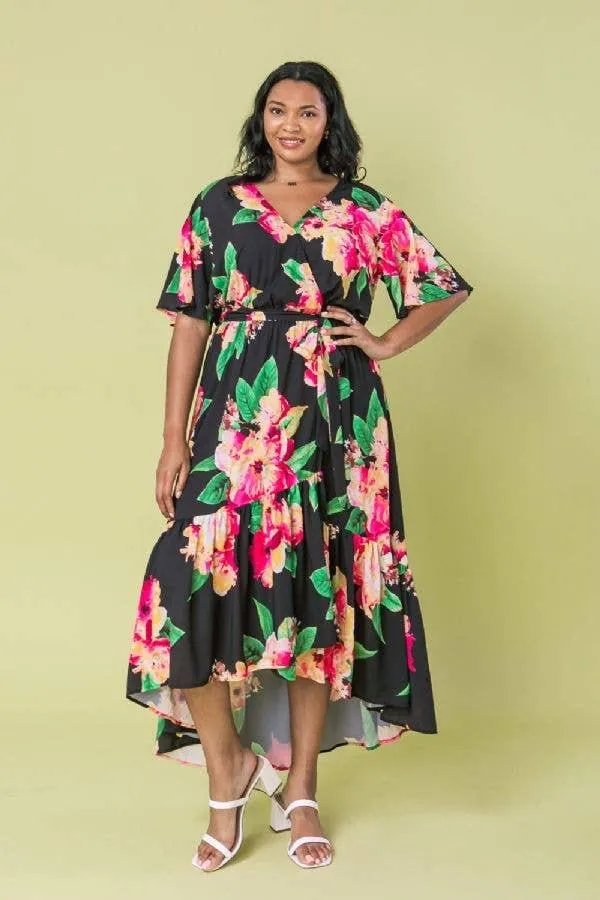 Plus Floral Woven Dress