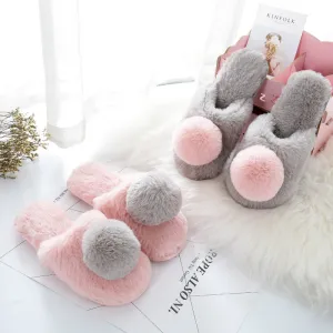Plush Cute Home Non-slip Warm Cotton Slippers Women UGG Style