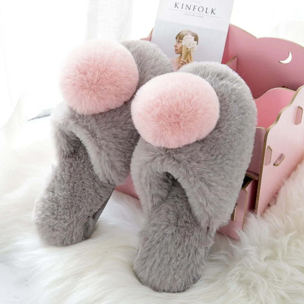 Plush Cute Home Non-slip Warm Cotton Slippers Women UGG Style