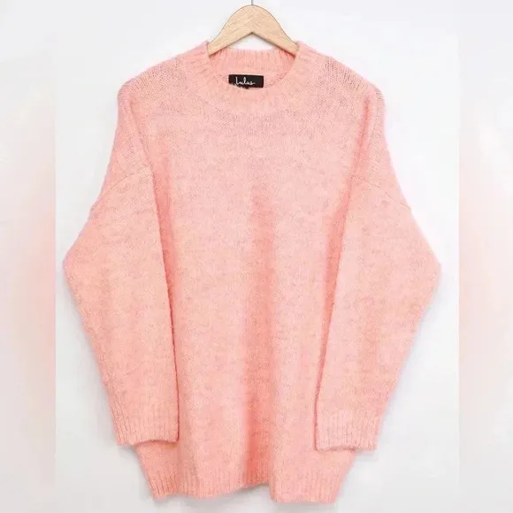 Positively Cozy Coral Pink Oversized Tunic Sweater