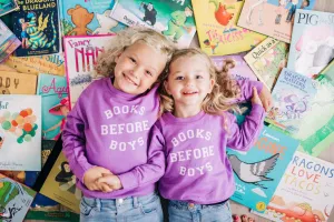 Purple Books Before Boys Pullover