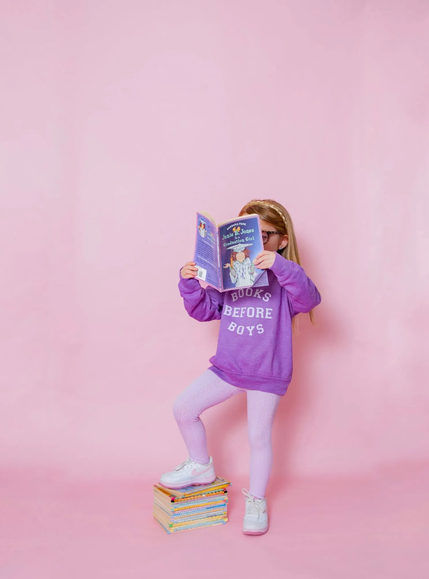Purple Books Before Boys Pullover