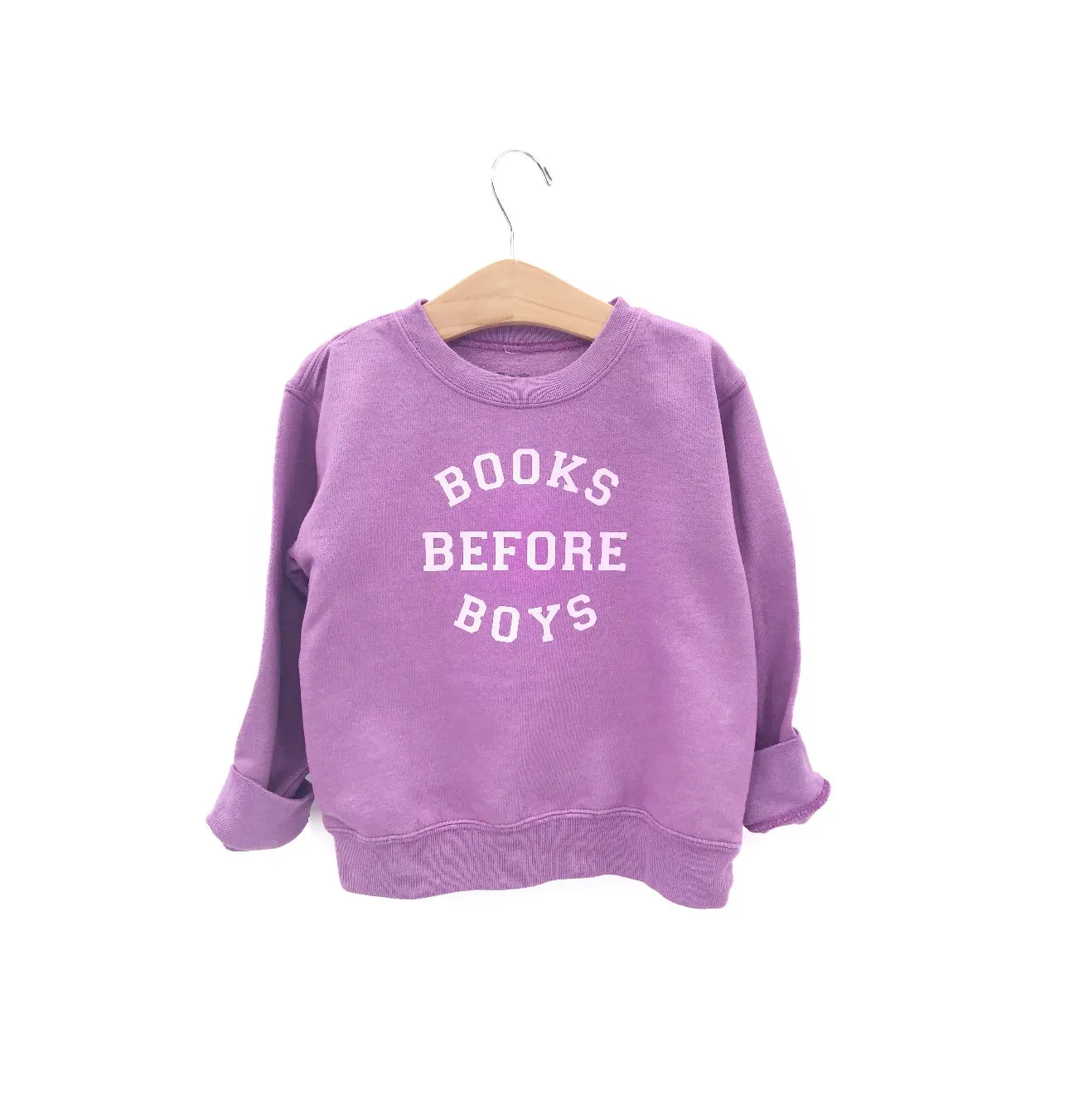 Purple Books Before Boys Pullover