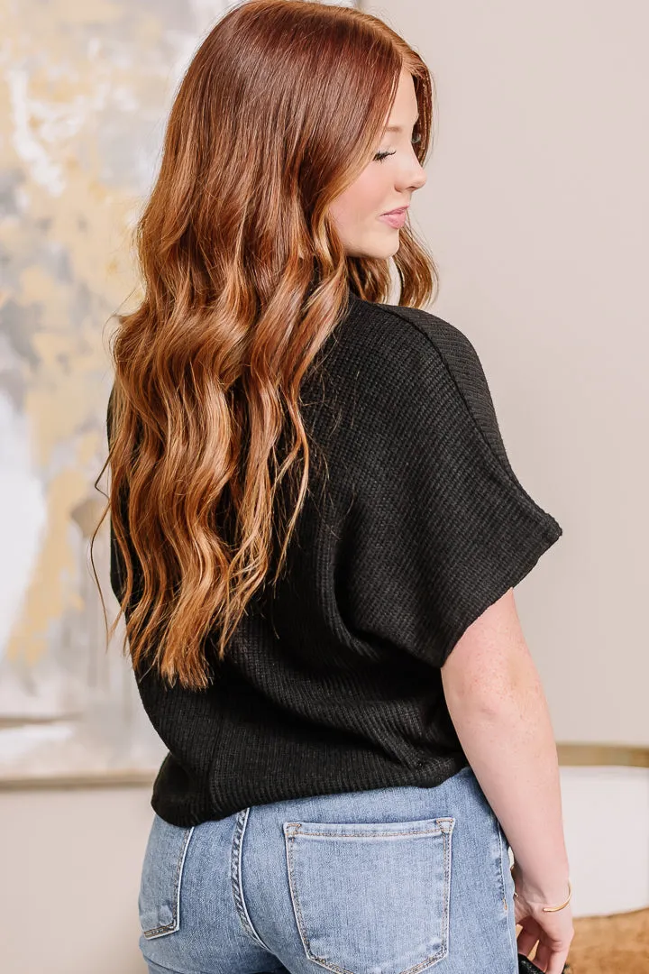 "Shirred" Joy Mock Neck Top | Black