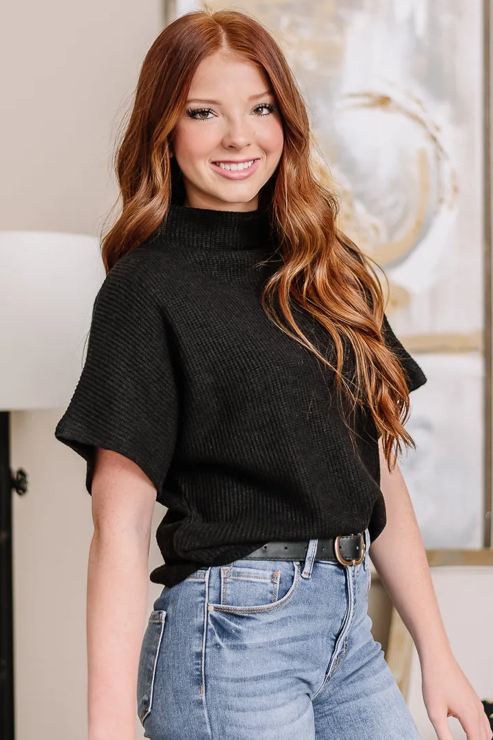 "Shirred" Joy Mock Neck Top | Black