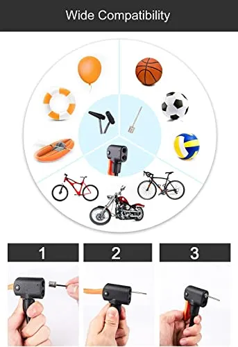 QUPET ® Mini Portable Bike, Bicycle Tire Hand Foot Activated Floor Pump with Presta Schrader Dunlop Valves Extra Valve and Gas Needle