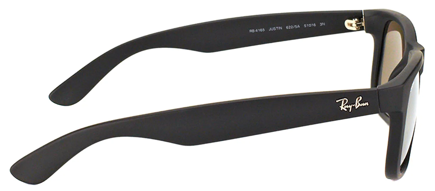Ray-Ban Justin RB 4165 622/5A Square Rubber Black Sunglasses with Gold Mirror Lens