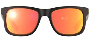 Ray-Ban Justin RB 4165 622/6Q Square Rubber Black Sunglasses with Red Mirror Lens
