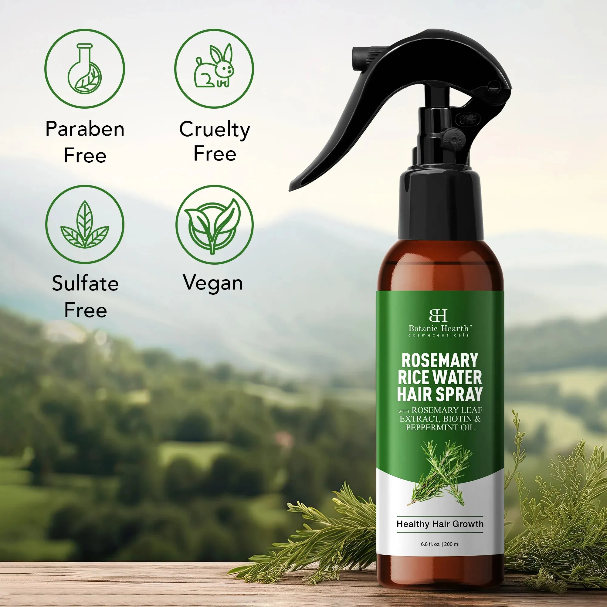 Rosemary Rice Water Hair Spray with Biotin and Aloe Vera Extract | 6.8 fl oz