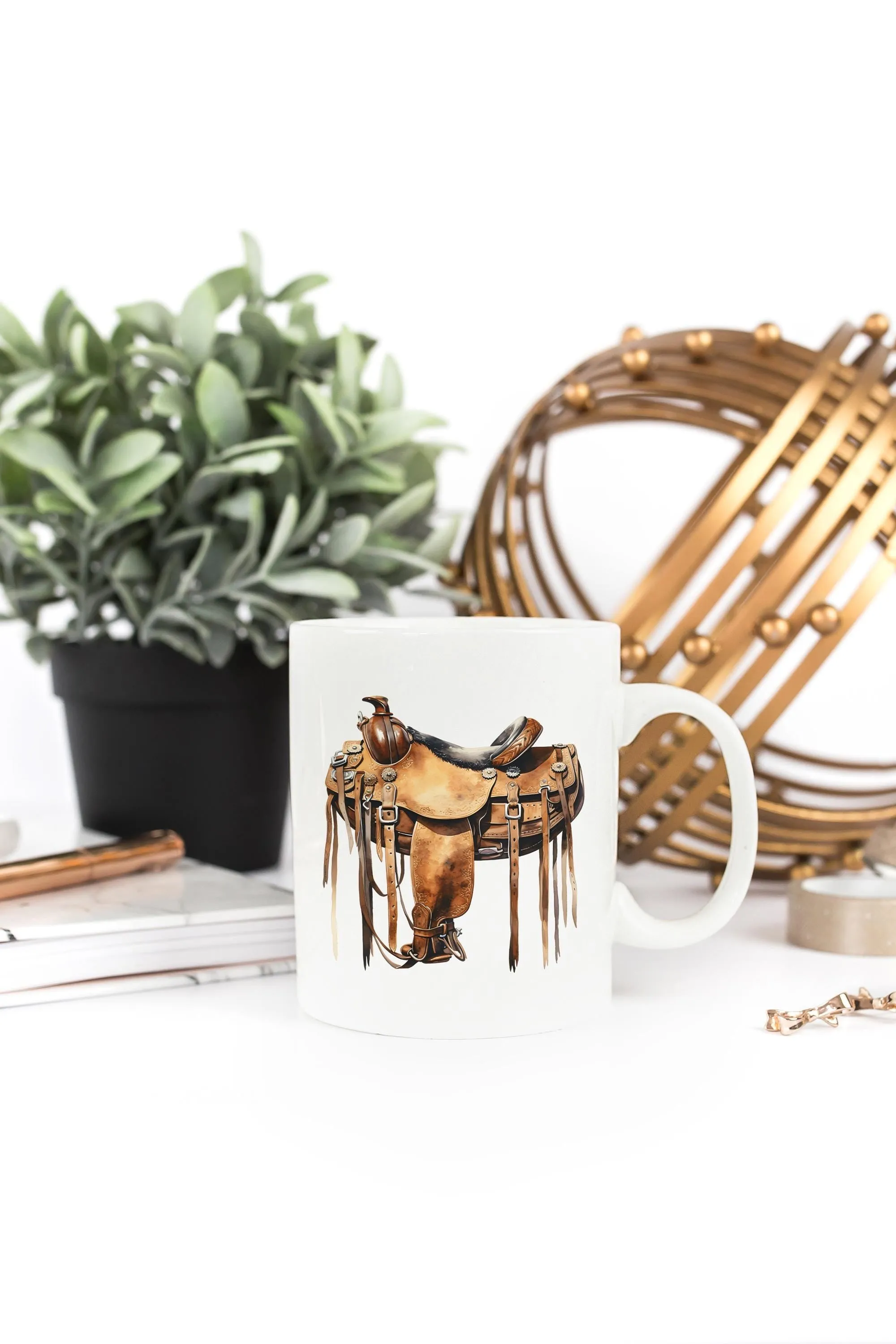 Saddle Mug: 11 oz Ceramic with Western Saddle Design, Perfect for Coffee Lovers, Cowgirl Gift for Rodeo Queens | Wild West Collection