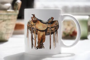 Saddle Mug: 11 oz Ceramic with Western Saddle Design, Perfect for Coffee Lovers, Cowgirl Gift for Rodeo Queens | Wild West Collection