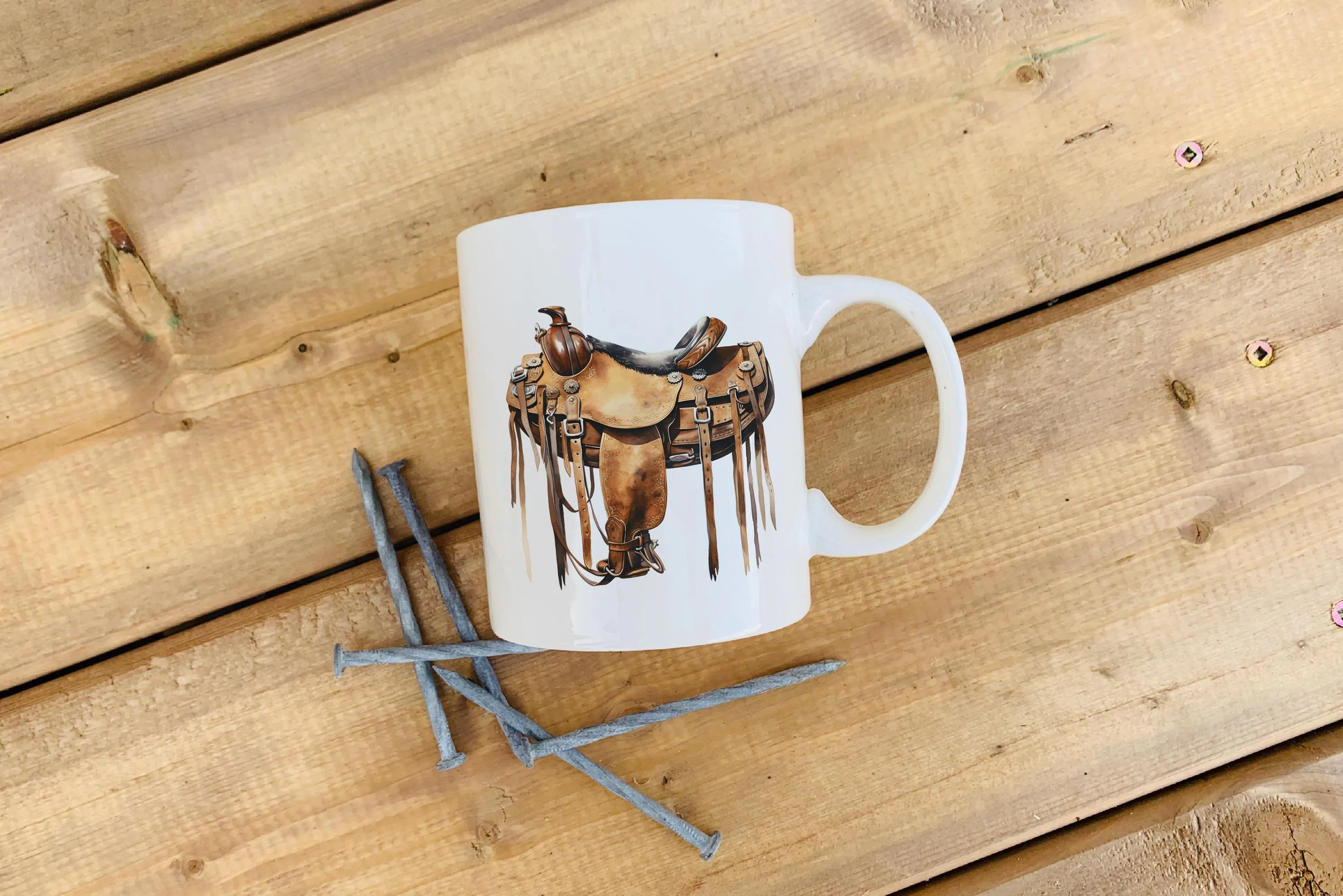 Saddle Mug: 11 oz Ceramic with Western Saddle Design, Perfect for Coffee Lovers, Cowgirl Gift for Rodeo Queens | Wild West Collection