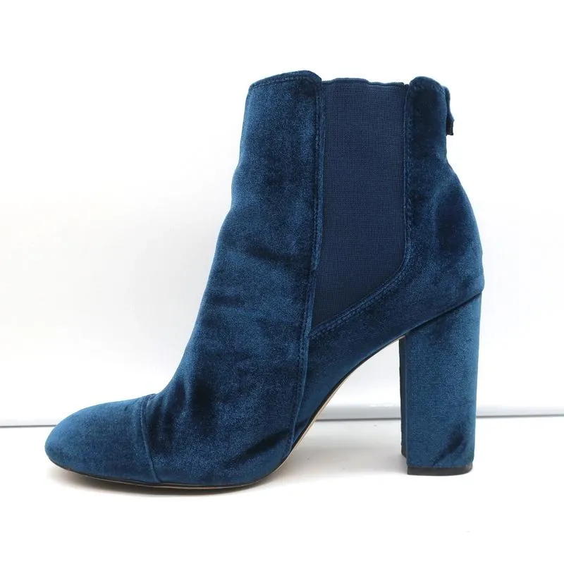 Sam Edelman Case Velvet Ankle Boots Blue Size 9.5 High Heel Booties