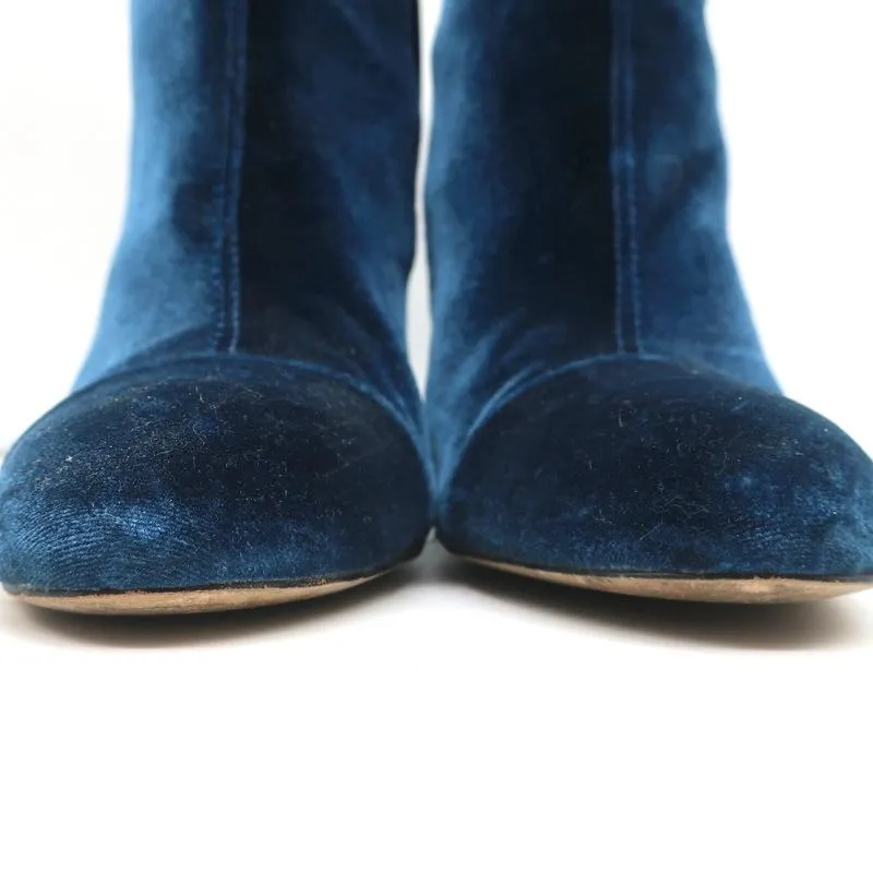 Sam Edelman Case Velvet Ankle Boots Blue Size 9.5 High Heel Booties