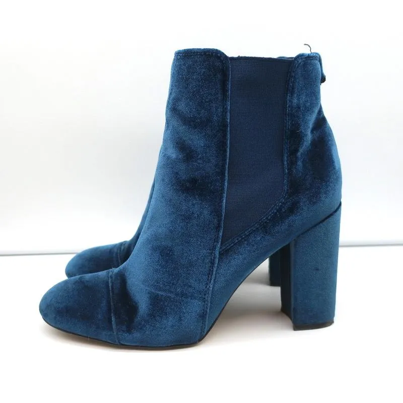 Sam Edelman Case Velvet Ankle Boots Blue Size 9.5 High Heel Booties