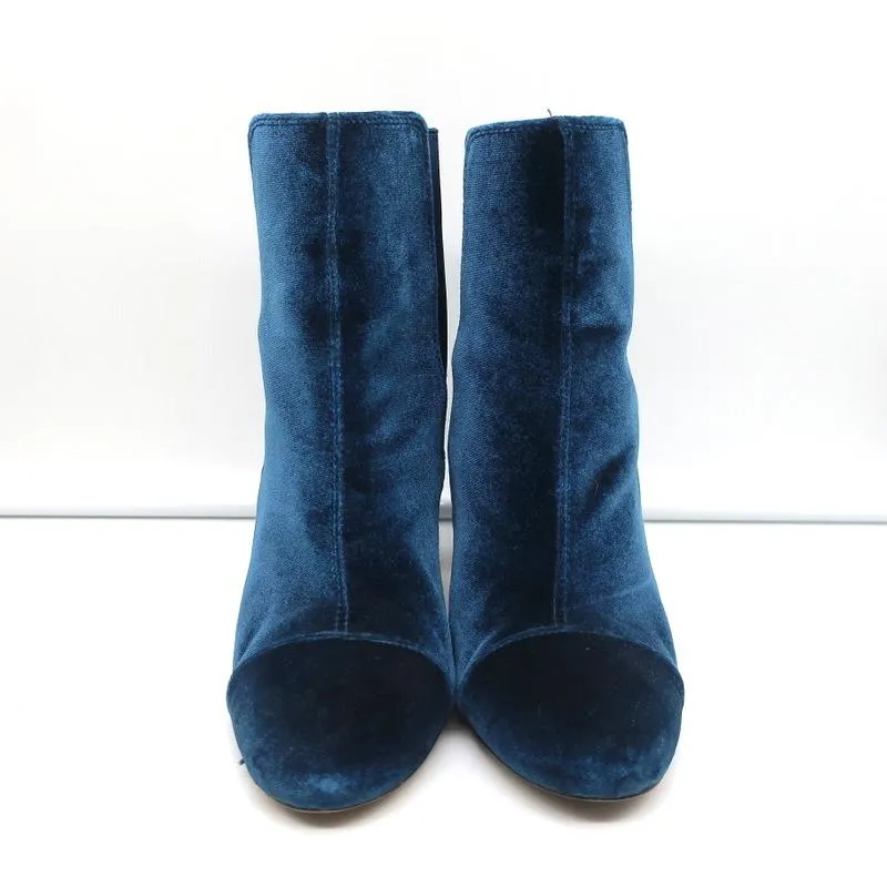Sam Edelman Case Velvet Ankle Boots Blue Size 9.5 High Heel Booties