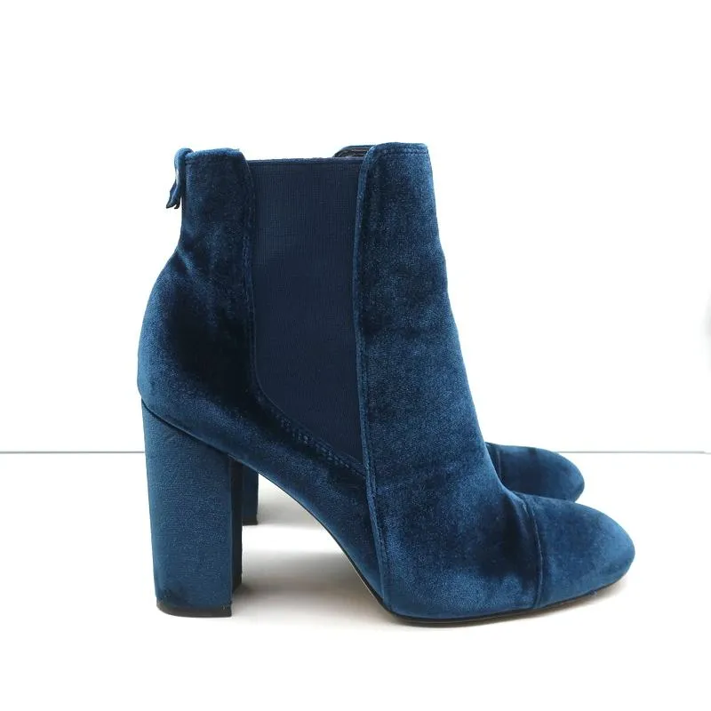 Sam Edelman Case Velvet Ankle Boots Blue Size 9.5 High Heel Booties