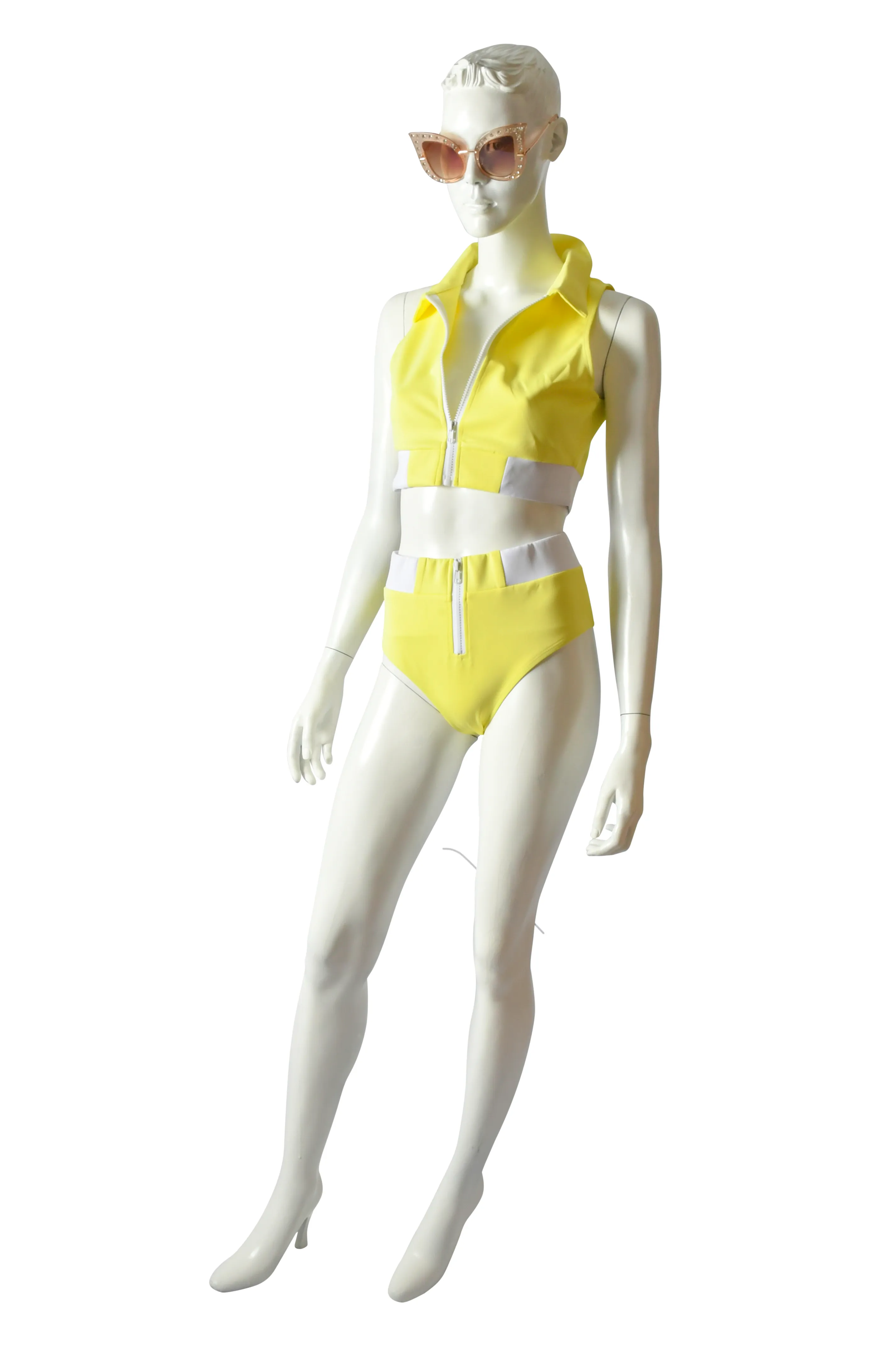 Sassy Chic Zip Front Two Piece Swimsuit