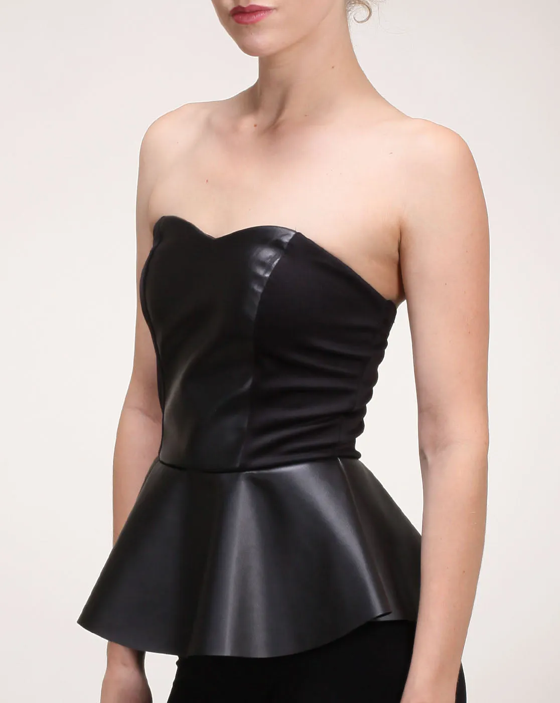 Sassy Faux Leather Peplum Top