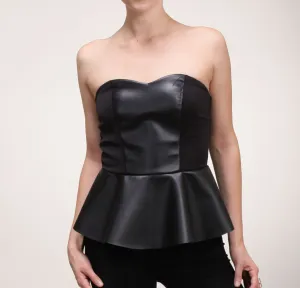 Sassy Faux Leather Peplum Top