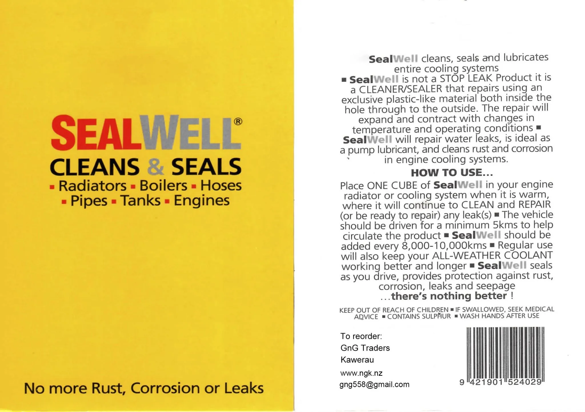 Sealwell Powder Pack, Cooling System Sealer and Conditioner