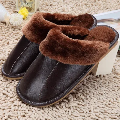 Shirley – Warm Vegan Leather Cotton Slippers