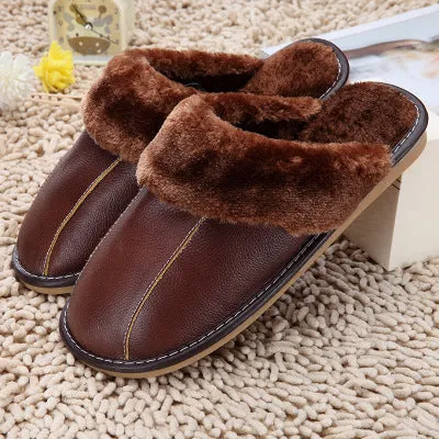 Shirley – Warm Vegan Leather Cotton Slippers