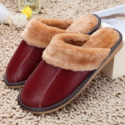 Shirley – Warm Vegan Leather Cotton Slippers
