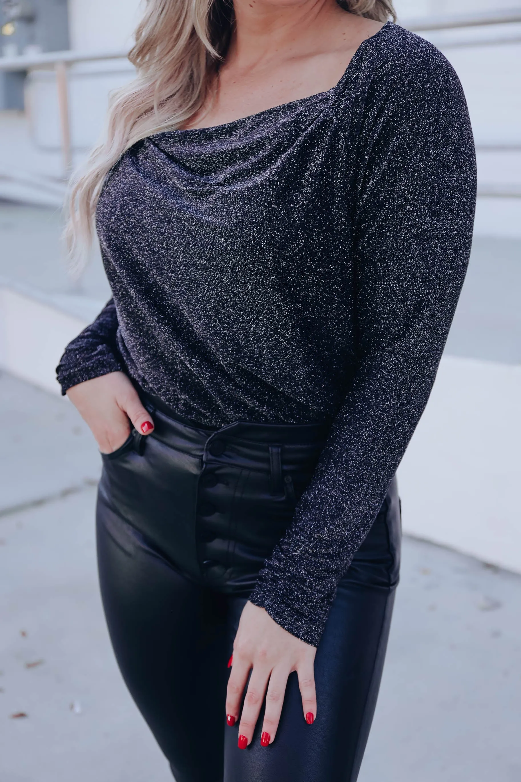 Show Off Glittery Bodysuit - Black