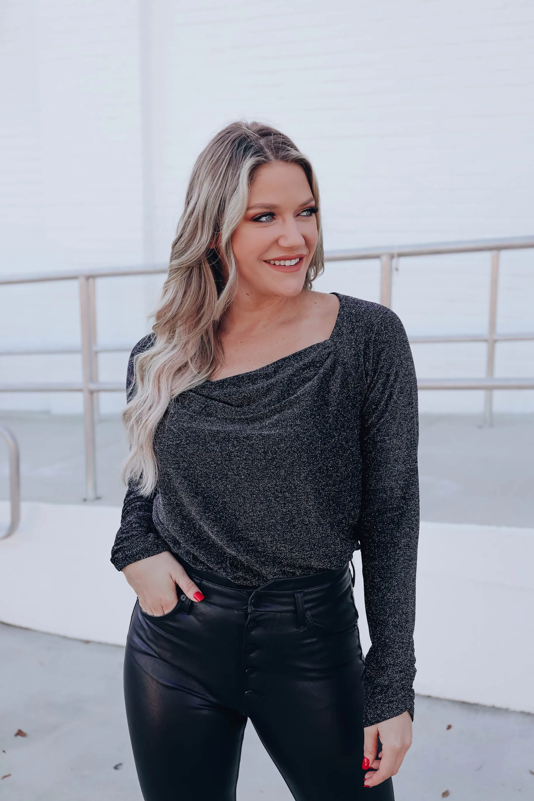 Show Off Glittery Bodysuit - Black