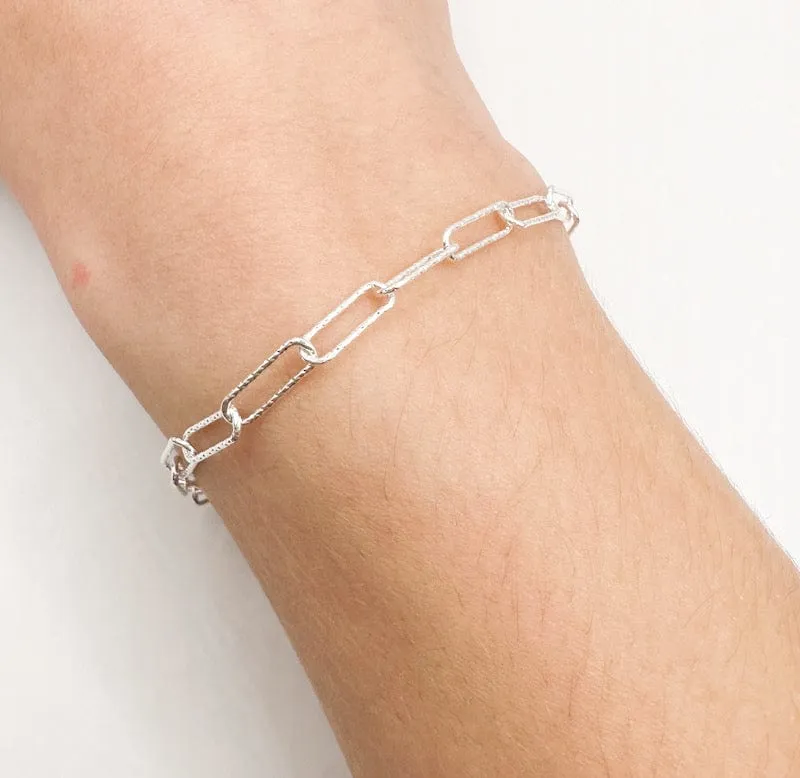 Sierra Bracelet - Diamond Cut Paperclip Chain