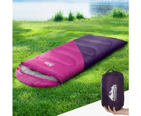 Sleeping Bag 136cm Kids Camping Hiking Winter Pink