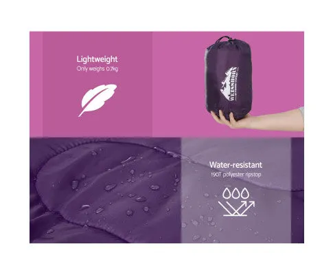 Sleeping Bag 136cm Kids Camping Hiking Winter Pink