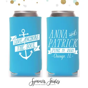 Slim 12oz Wedding Can Cooler #3S - Love Anchors The Soul