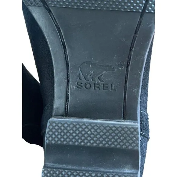 Sorel Lolla Cut Out Women's Black Suede Pull-on Ankle Boots Size 6.5