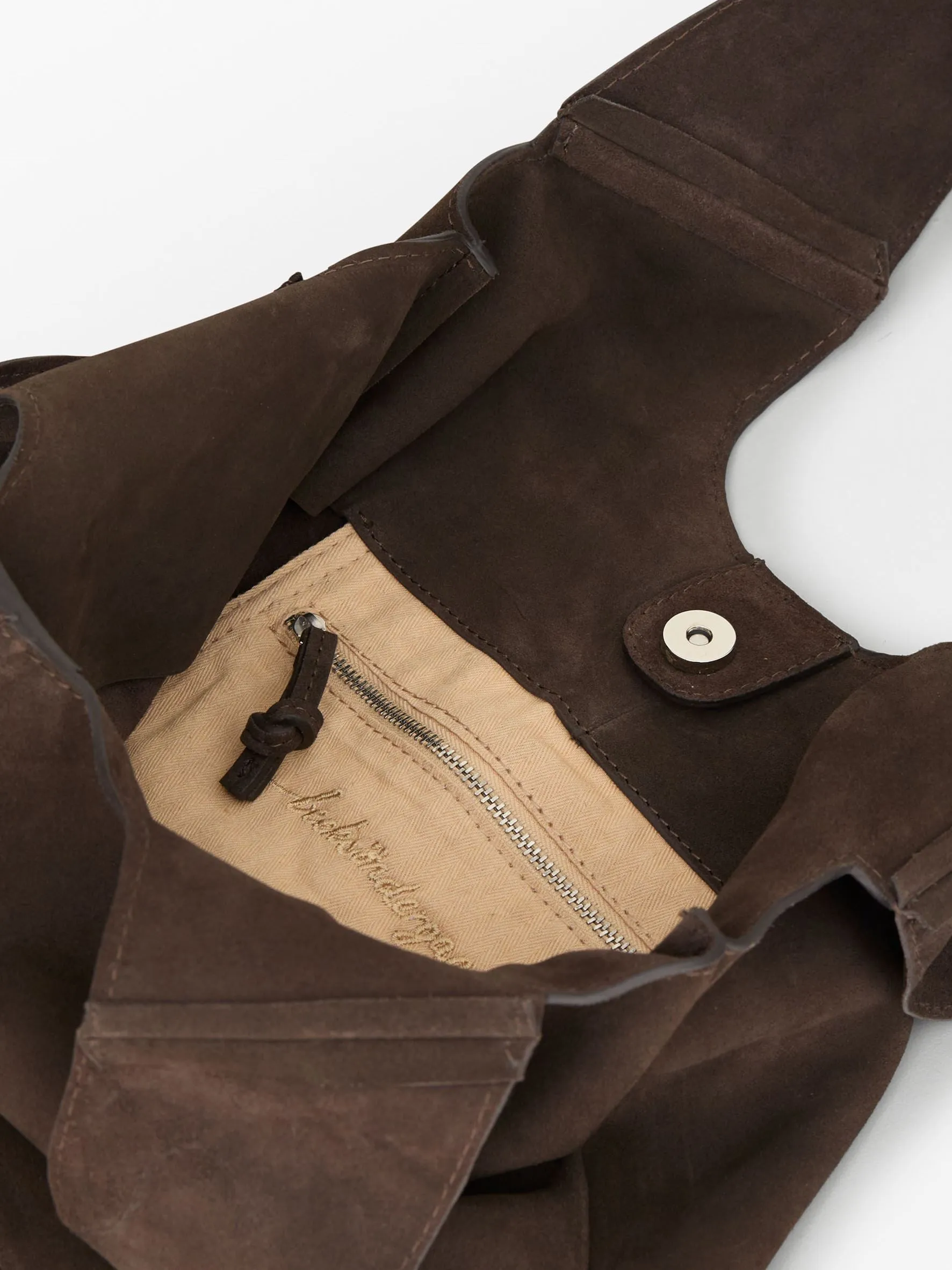 Suede Demi Bag - Dark Brown