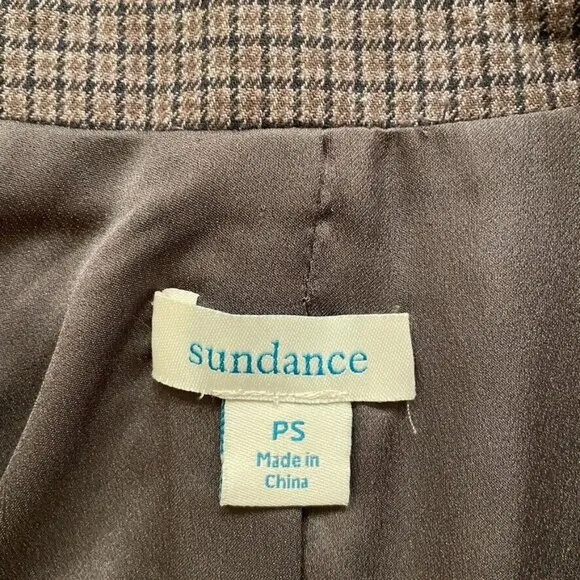 Sundance Quincy Plaid Blazer Equestrian Faux Suede Collar