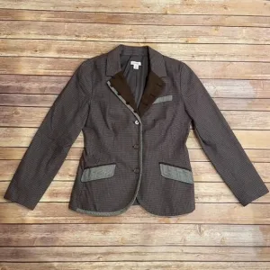 Sundance Quincy Plaid Blazer Equestrian Faux Suede Collar