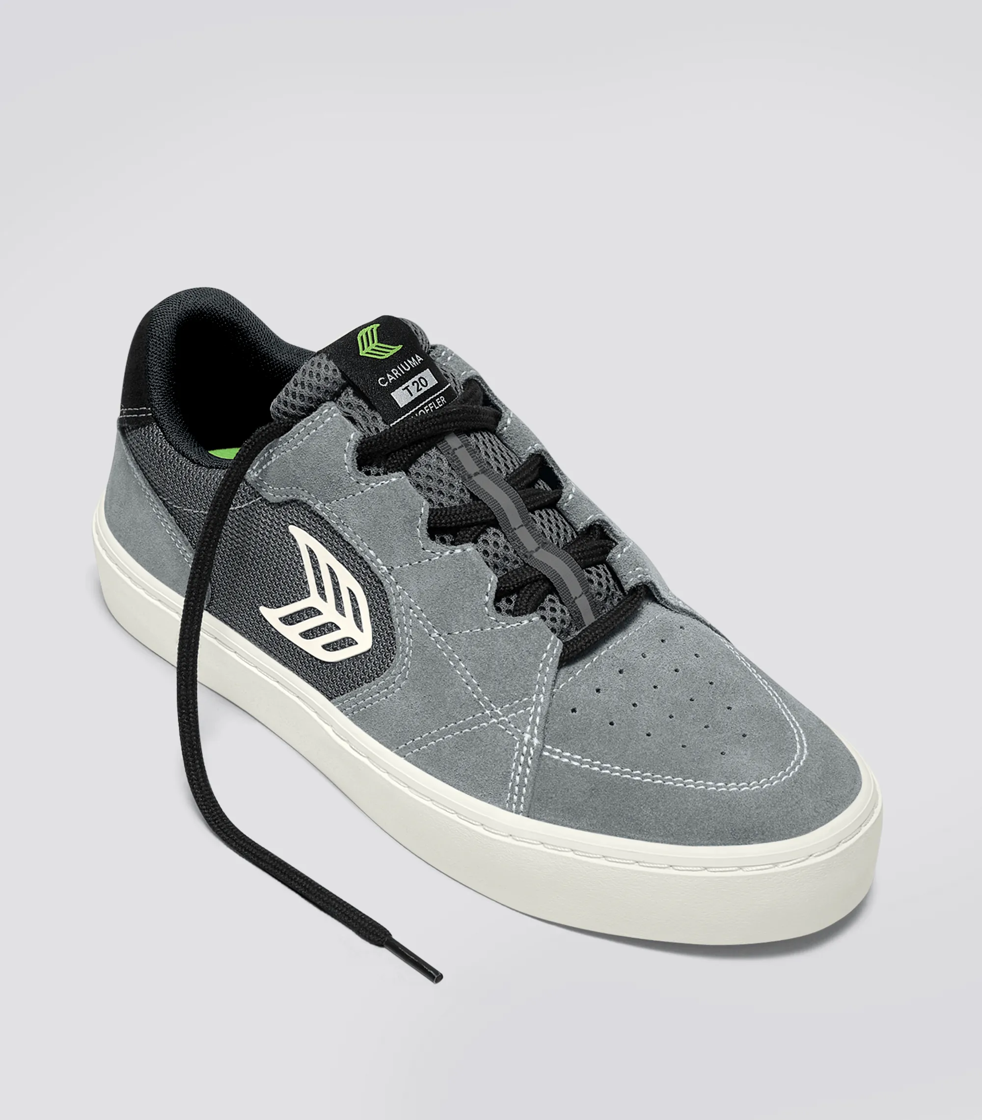 T20 PRO Charcoal Grey Suede and Mesh Ivory Logo Sneaker Men