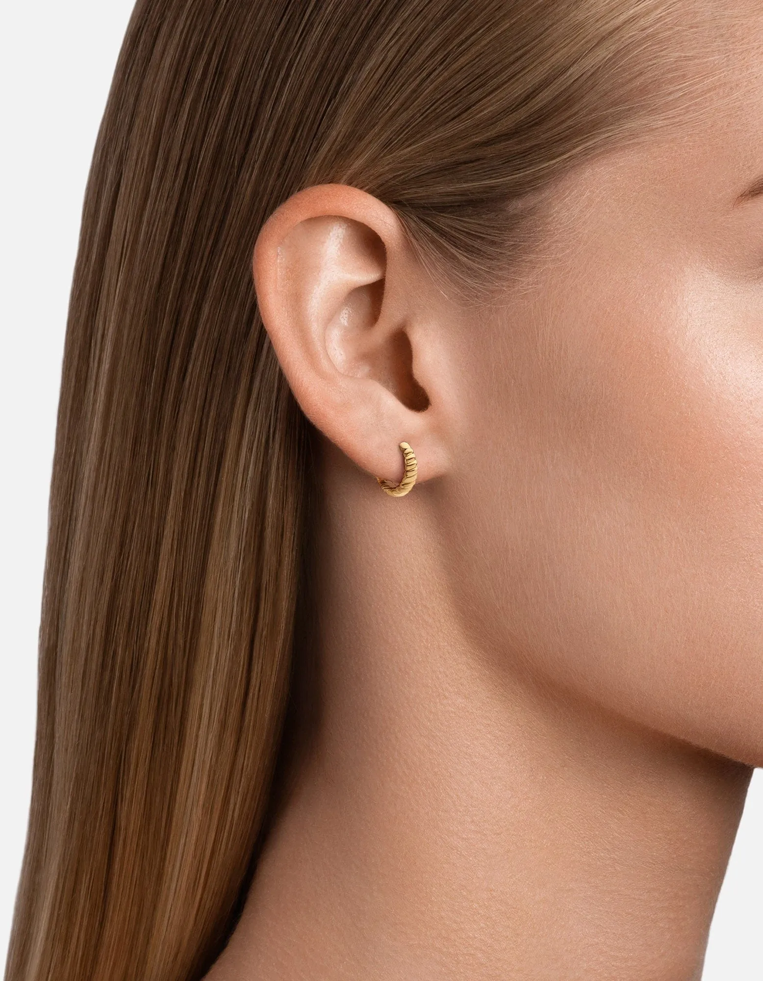 Thalia Huggie Earrings, Gold Vermeil