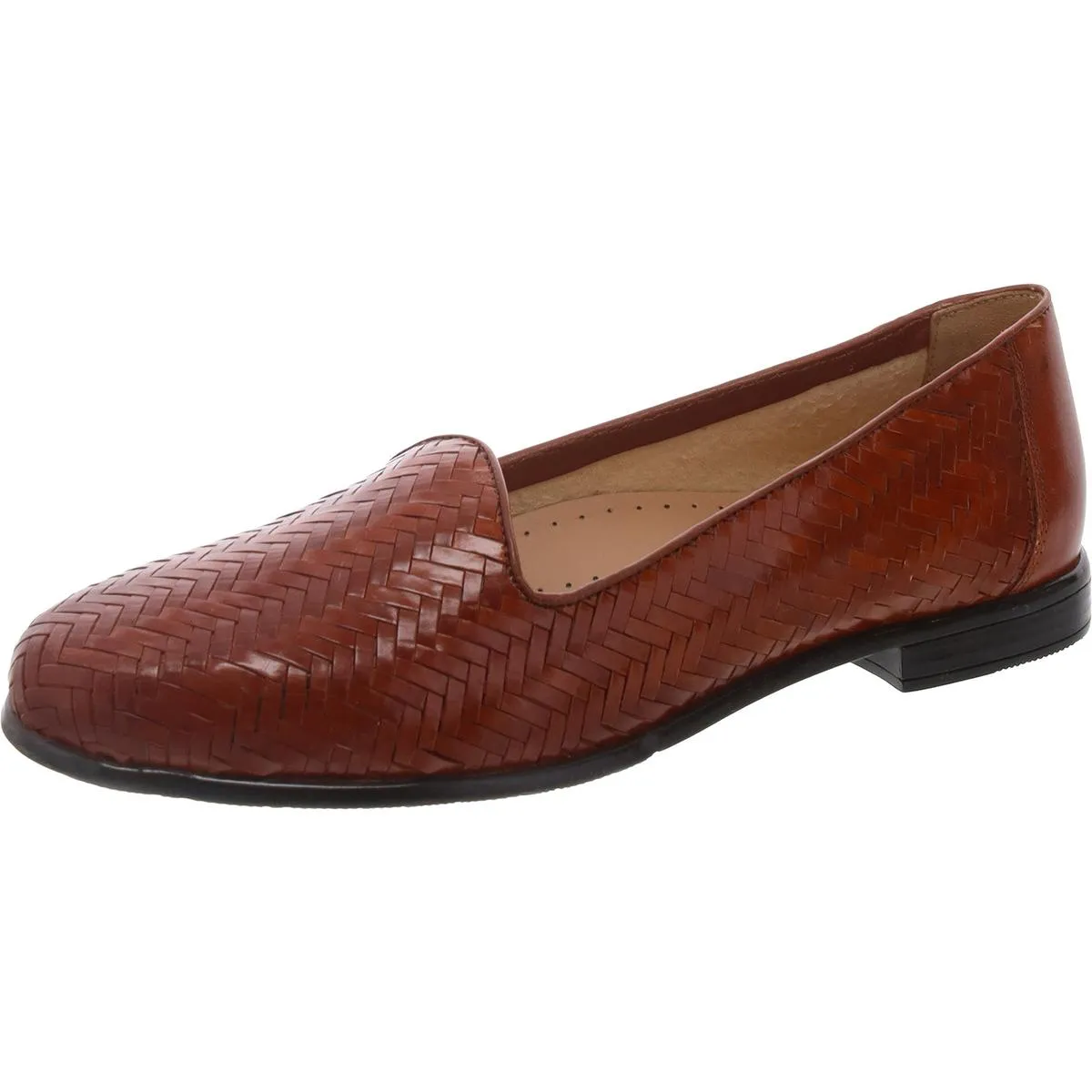Trotters Womens Liz III Leather Woven Flat Shoes