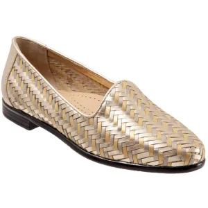 Trotters Womens Liz III Leather Woven Flat Shoes