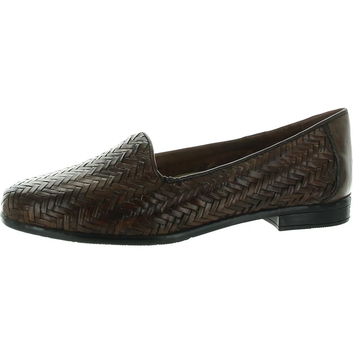 Trotters Womens Liz III Leather Woven Flat Shoes