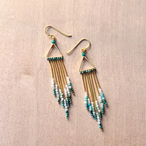 Turquoise Gold Free Spirit Fringe Earring