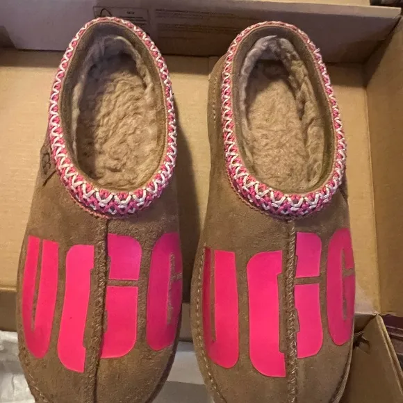 UGG Kids Brown and Pink Slippers